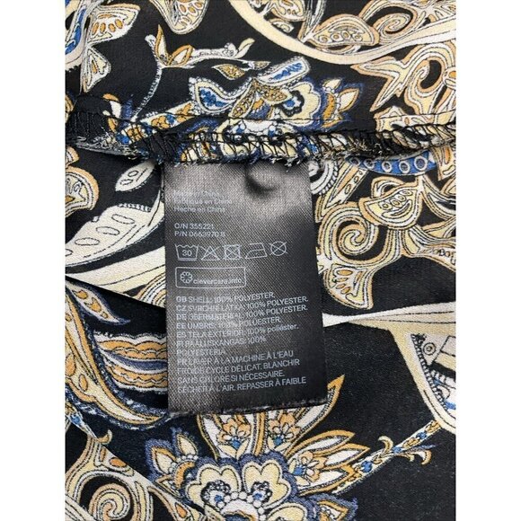 H&M Sz 8 V-Neck‎ Black Gold Chain Button Down Shirt Dress Tunic Equestrian - Picture 8 of 9